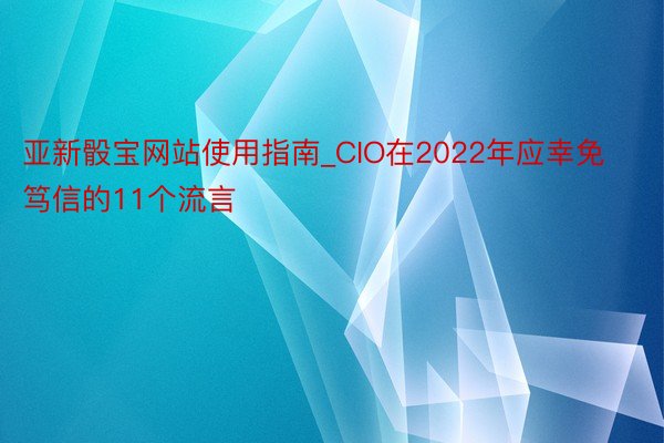 亚新骰宝网站使用指南_CIO在2022年应幸免笃信的11个流言